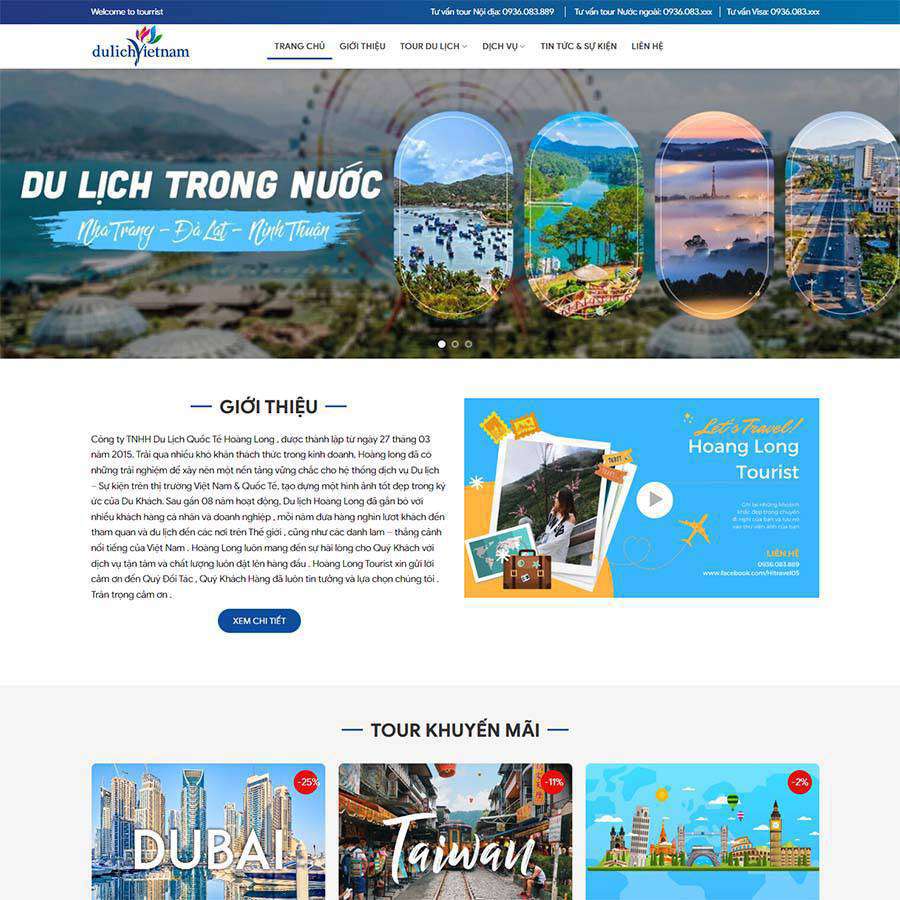 Mẫu web tour du lịch Việt Nam Tourist