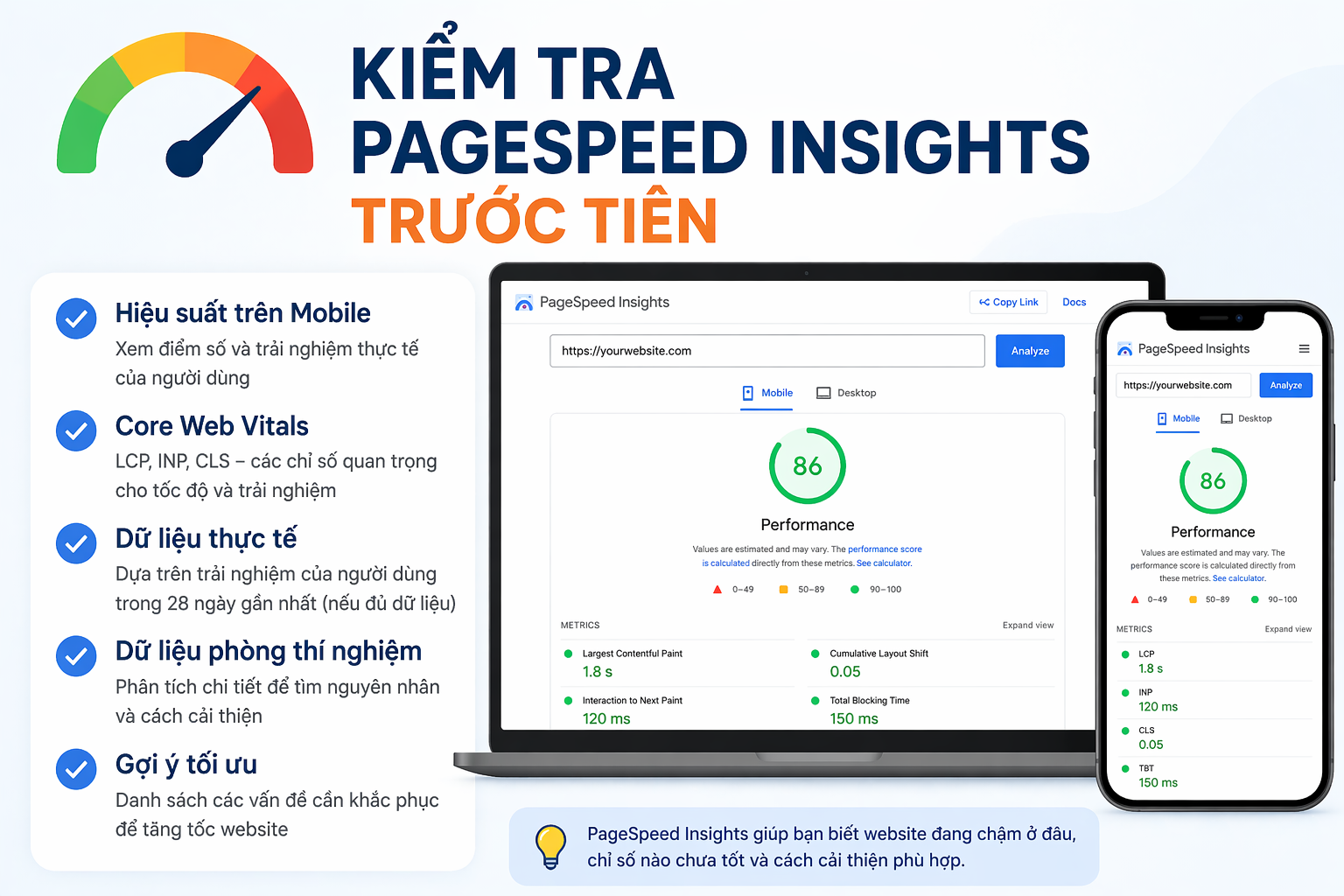 Dịch vụ chỉnh sửa website Kiểm tra PageSpeed Insights trước tiên