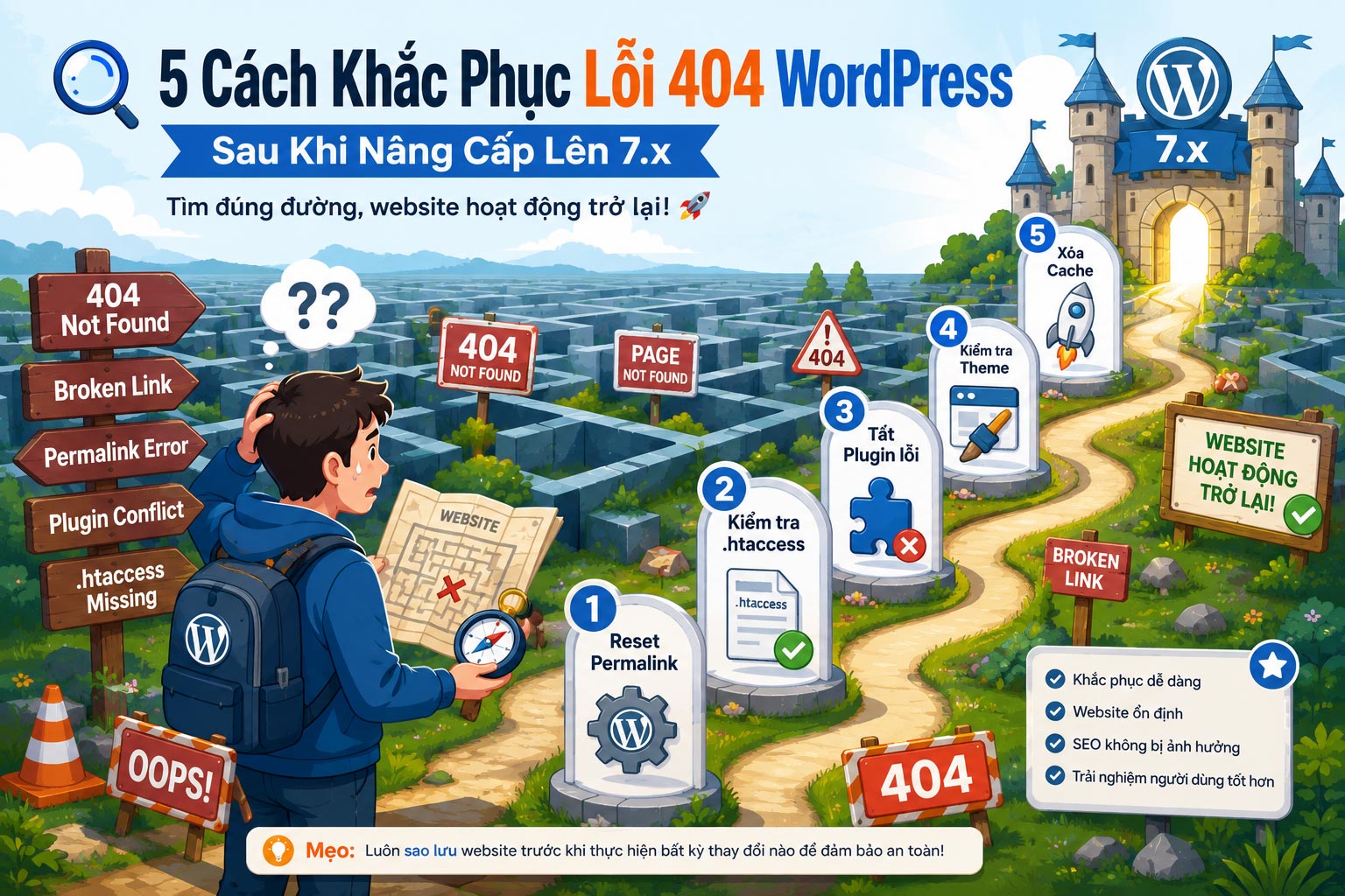 5 cách khắc phục web bị lỗi 404